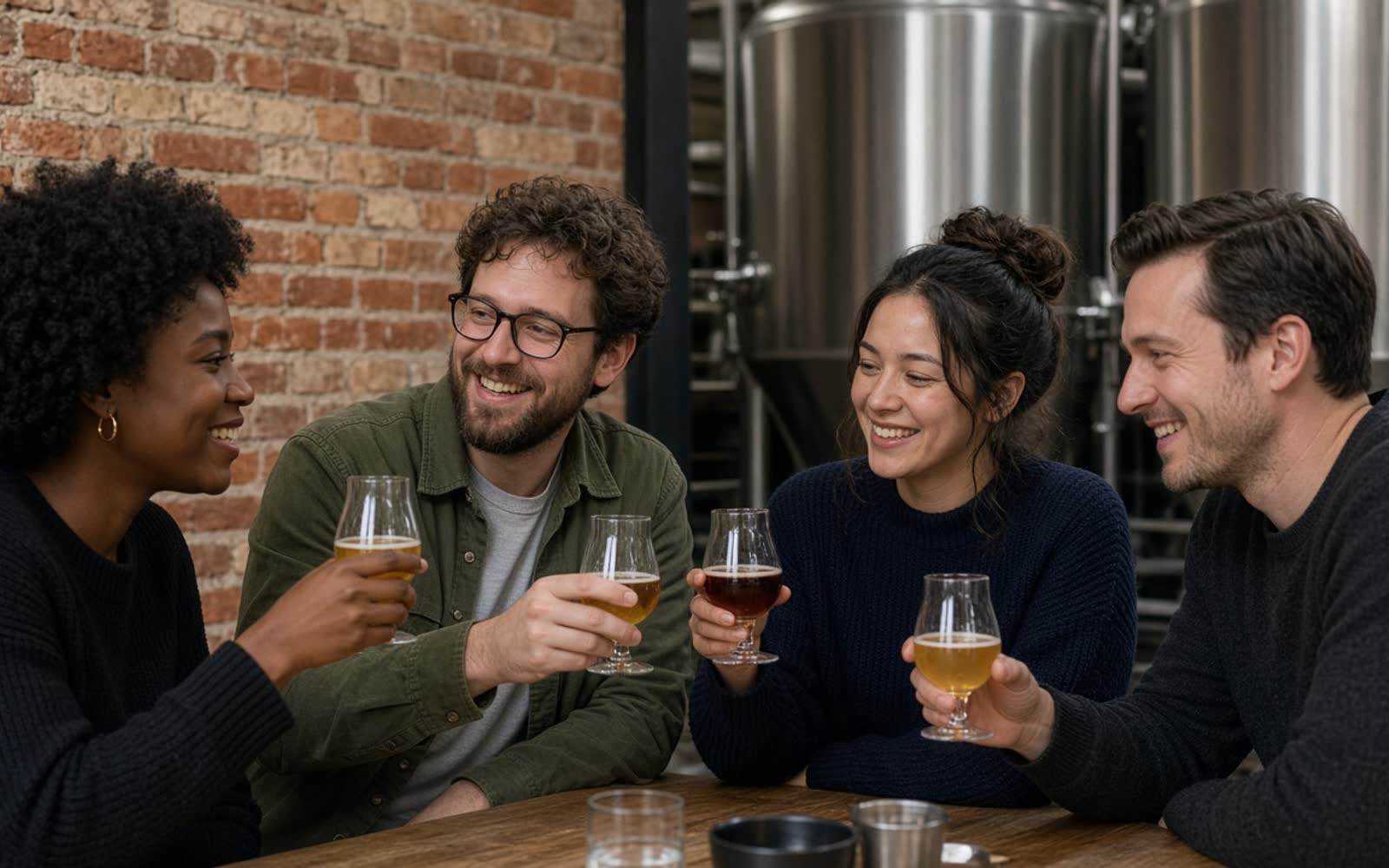Taproom tasting flight on a brewery tour