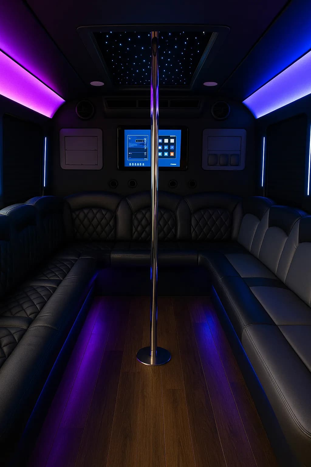 18 Passenger Party Bus - interior view
