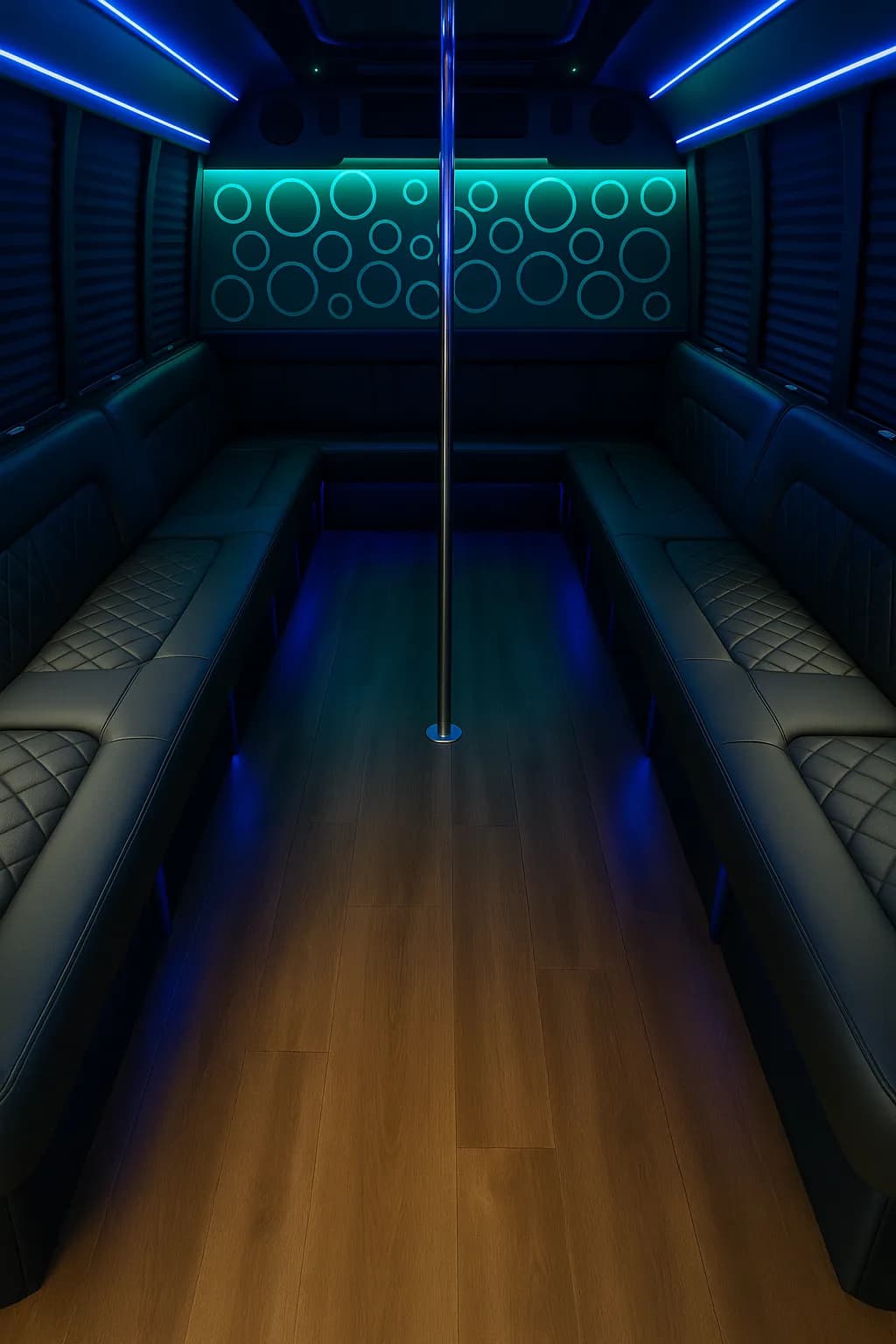20 Passenger Party Bus - interior view