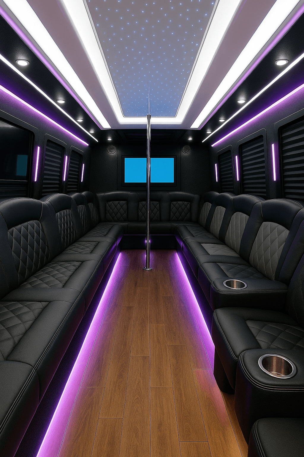 28 Passenger Party Bus - interior view
