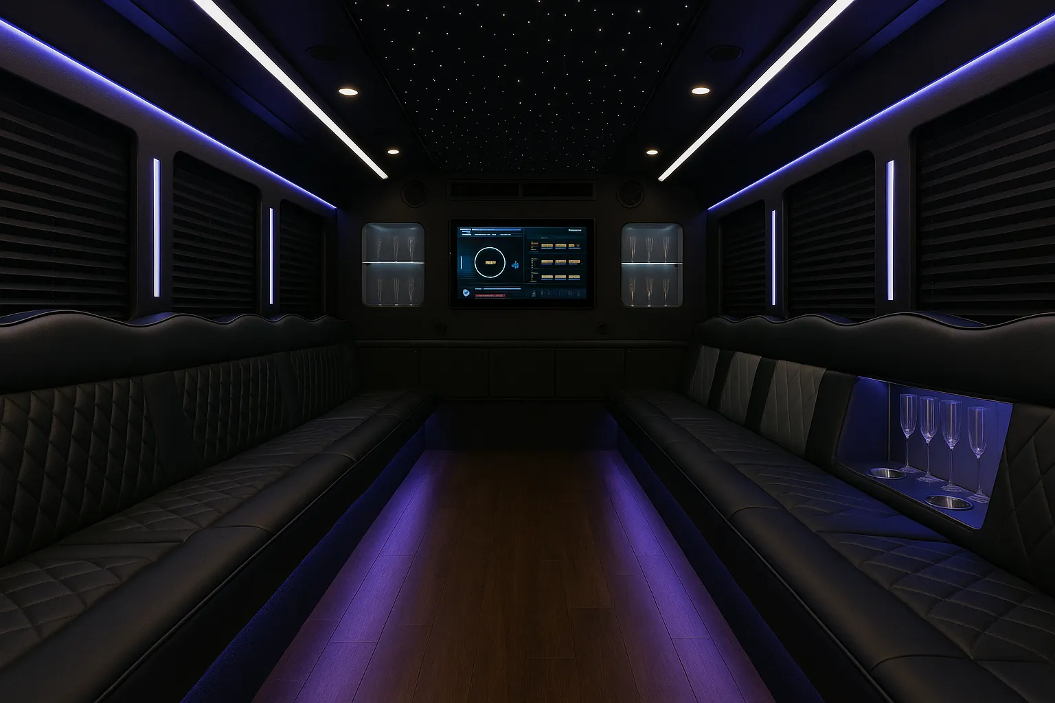 34 Passenger Party Bus - interior view