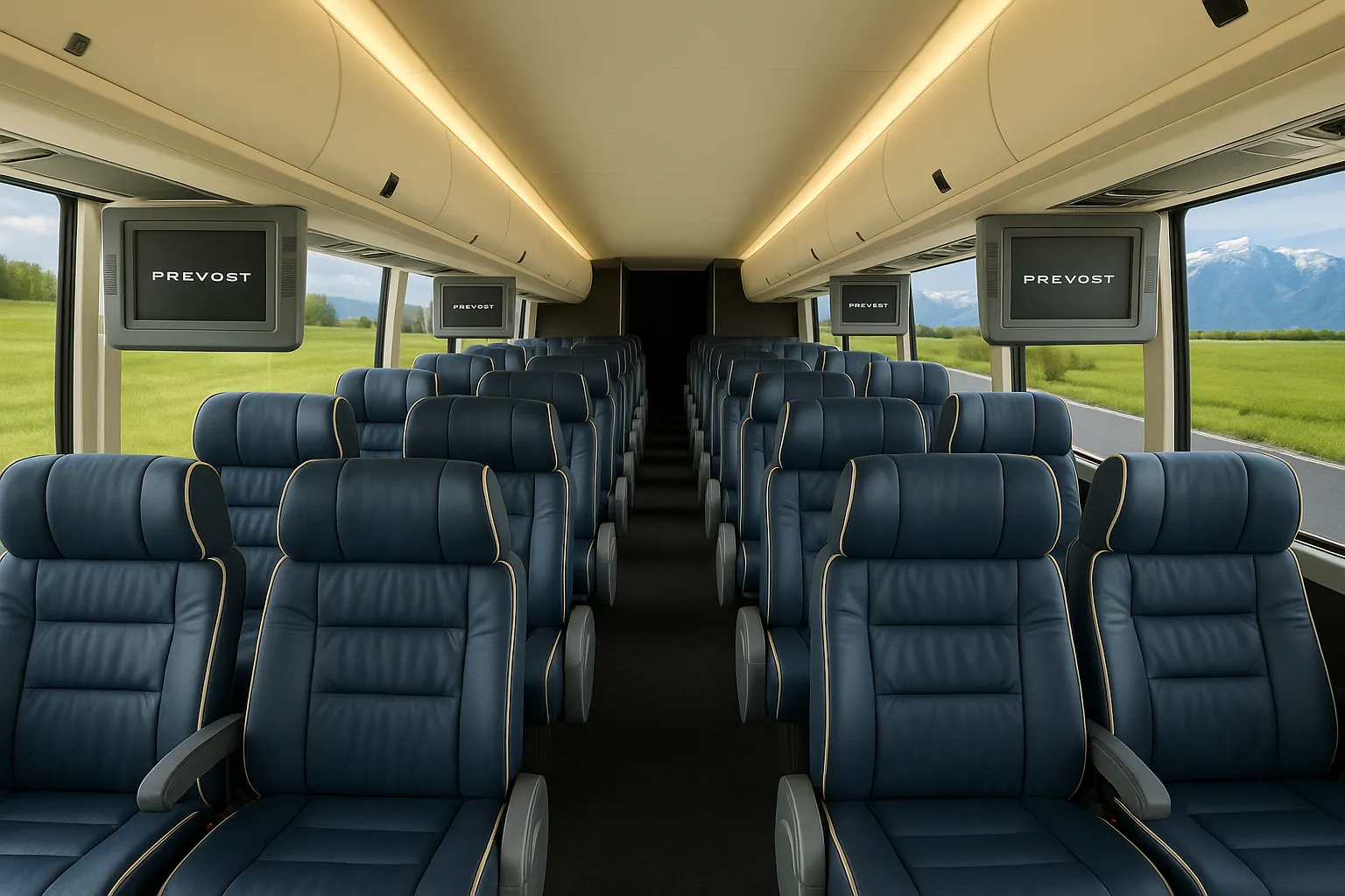 52 Passenger Coach Bus - interior view