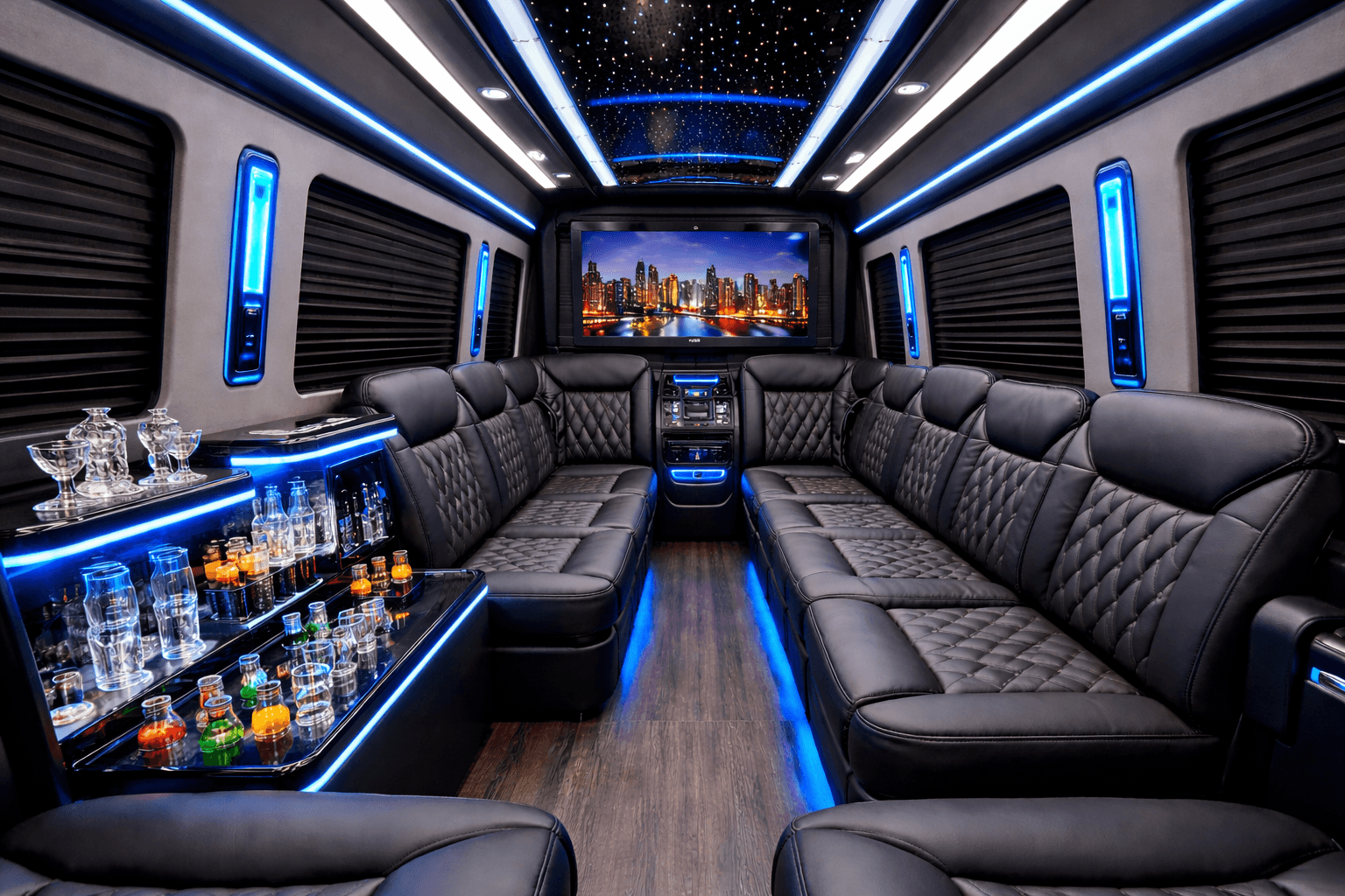 8 Passenger Limo Sprinter - interior view