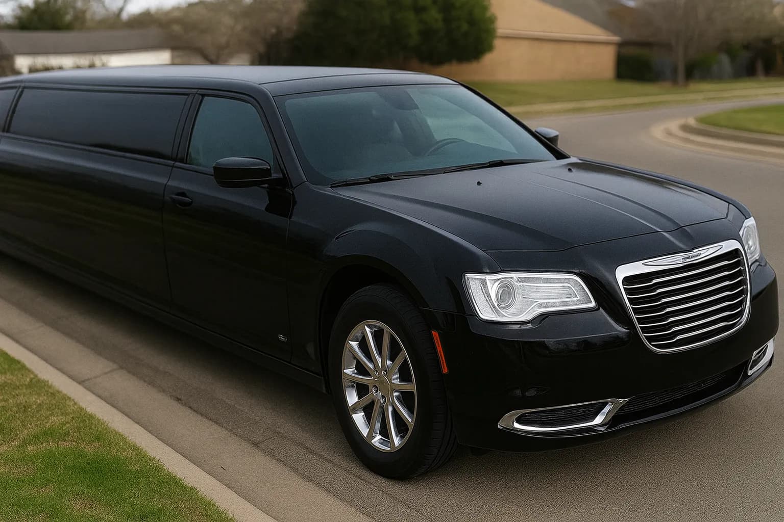 10 Passenger Black Chrysler 300 Limo - exterior view
