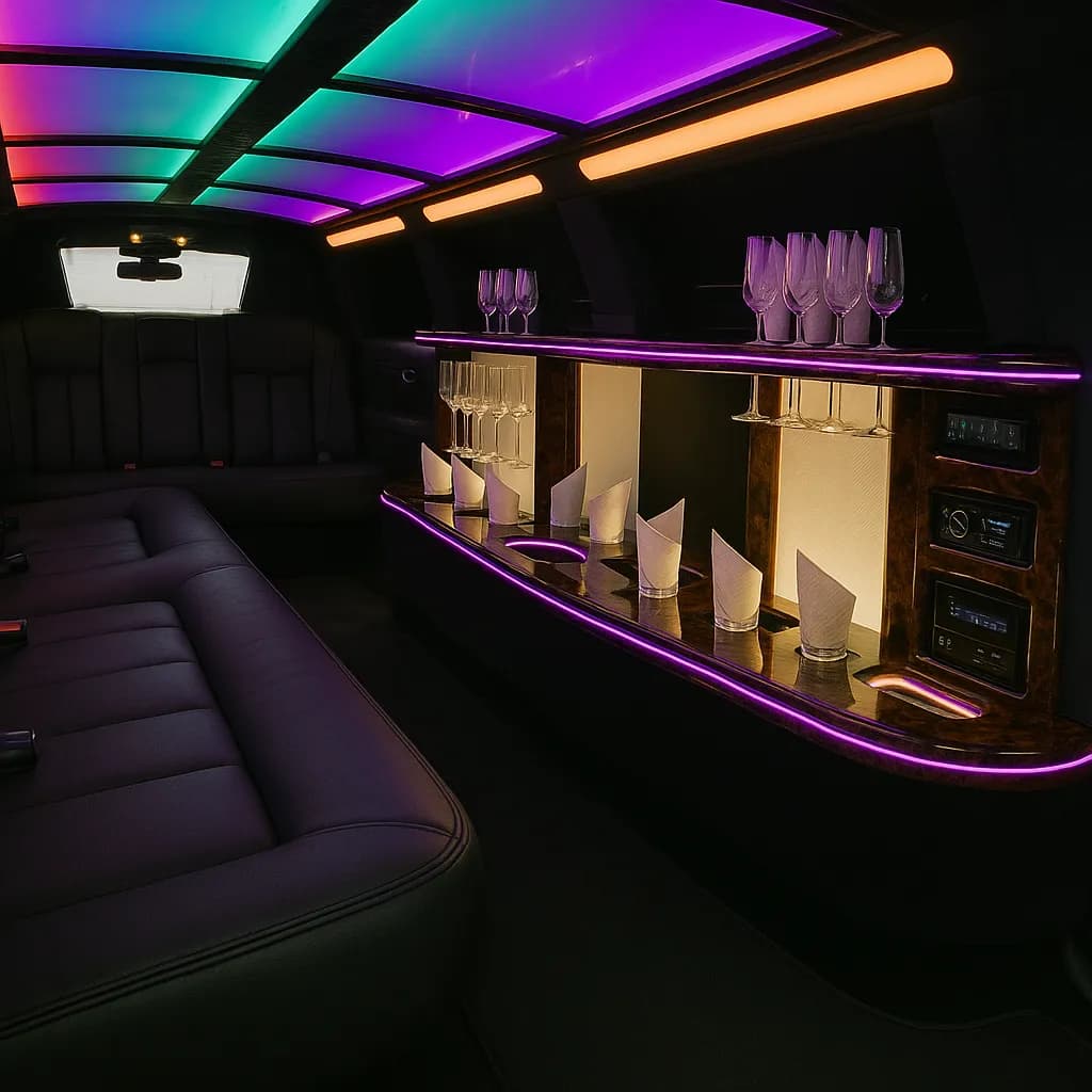 10 Passenger Black Chrysler 300 Limo - interior view