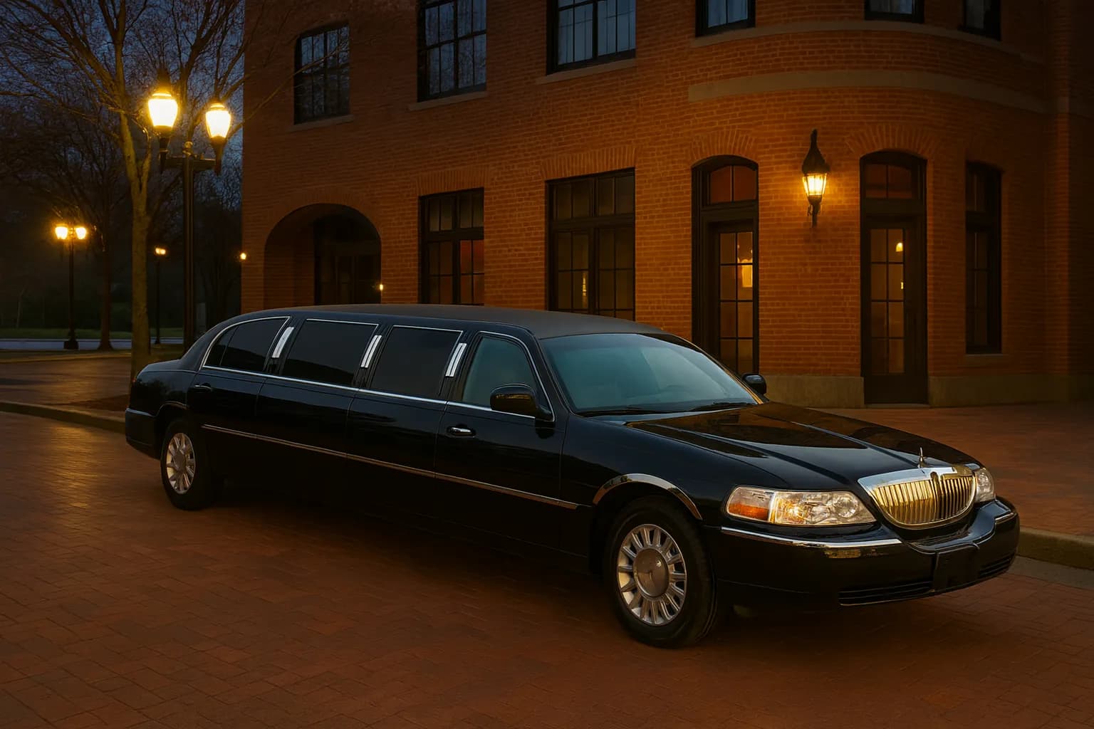 10 Passenger Black Lincoln Limo - exterior view