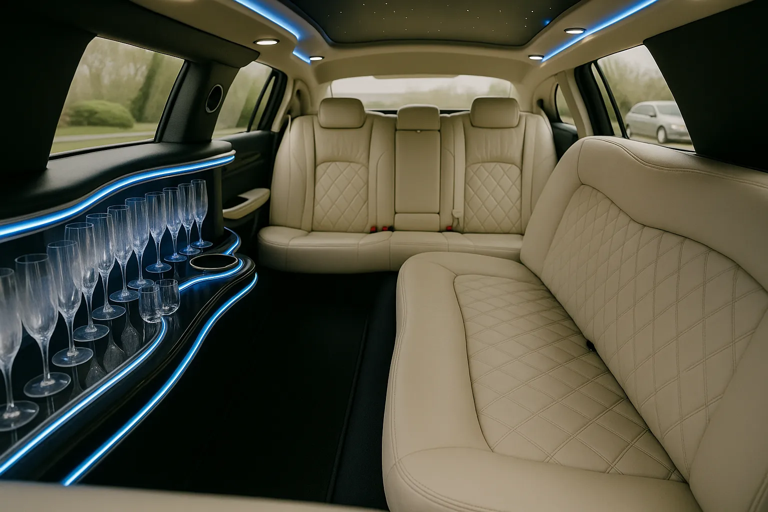 10 Passenger White Lincoln Limo - exterior view
