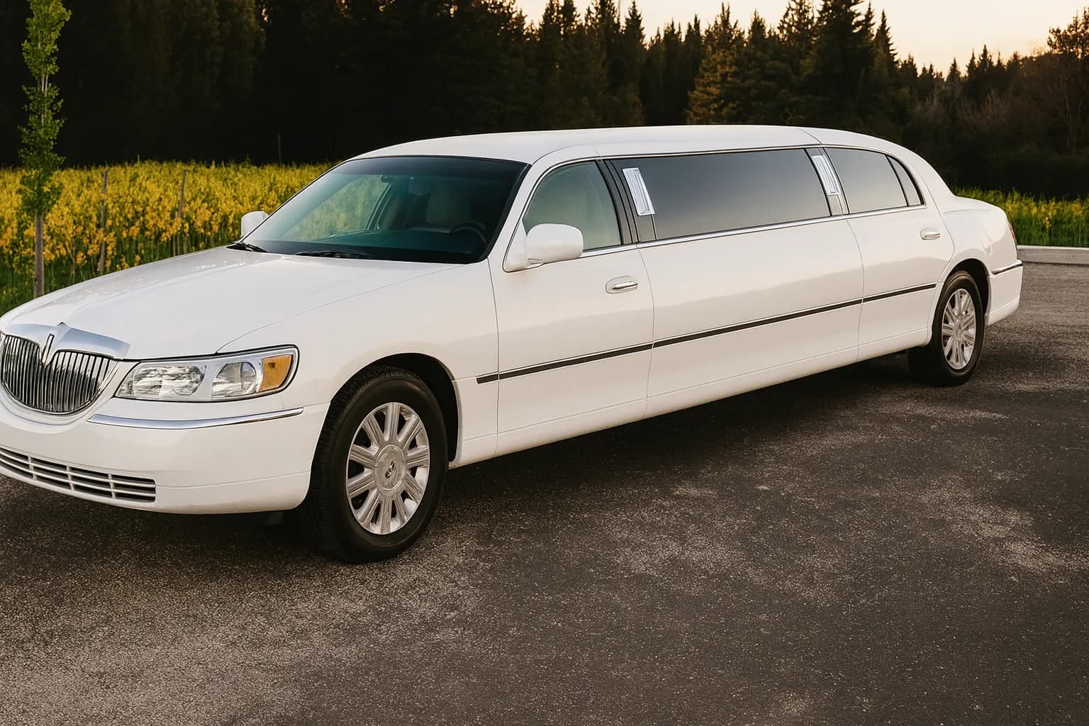 10 Passenger White Lincoln Limo - interior view